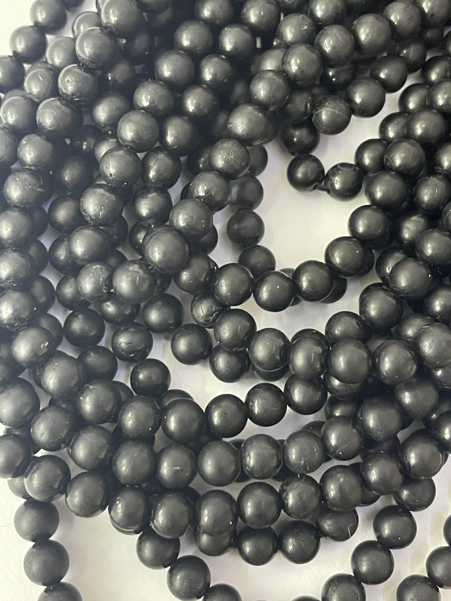 Turmalin 10mm Kugeln Strang SCHWARZ MATT