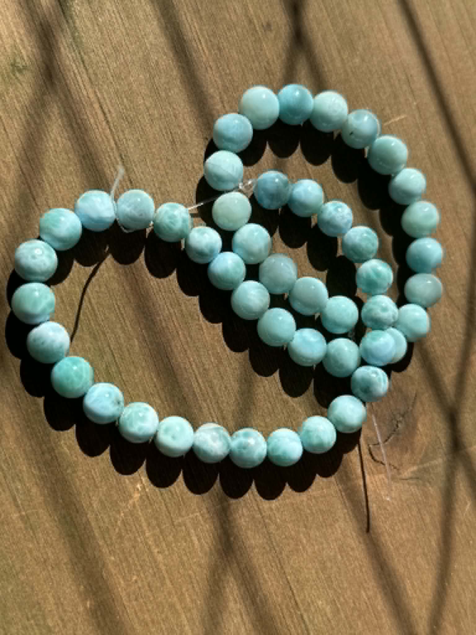 Set de 2 brins de Larimar 8 mm, vendus ensemble