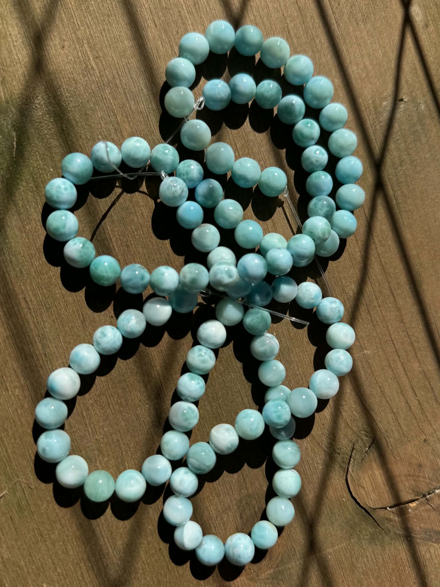 Set de 2 brins de Larimar 8 mm, vendus ensemble