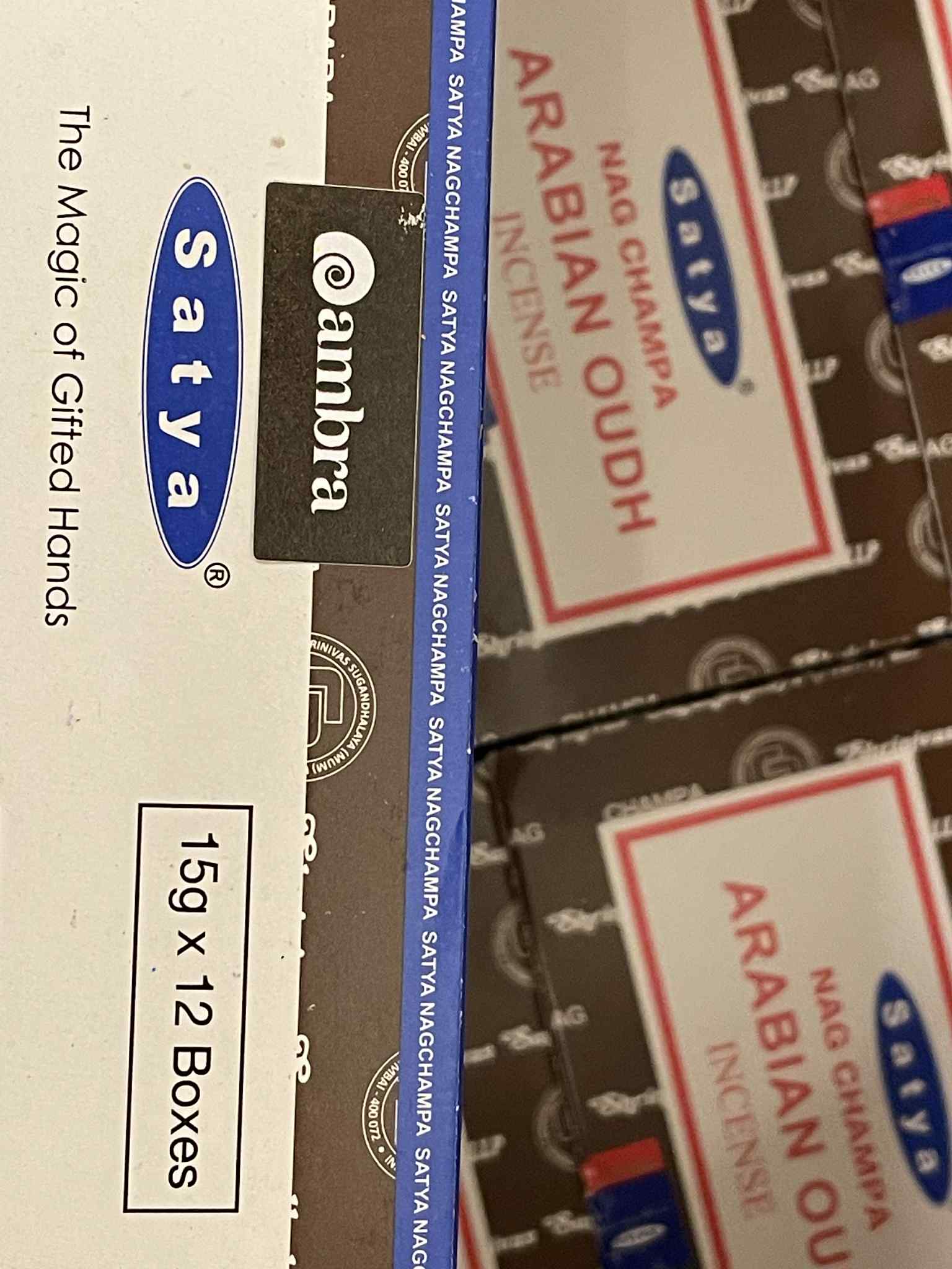 12 Pack a 15g Satya Arabian Oudh Incense ( Total 180g )