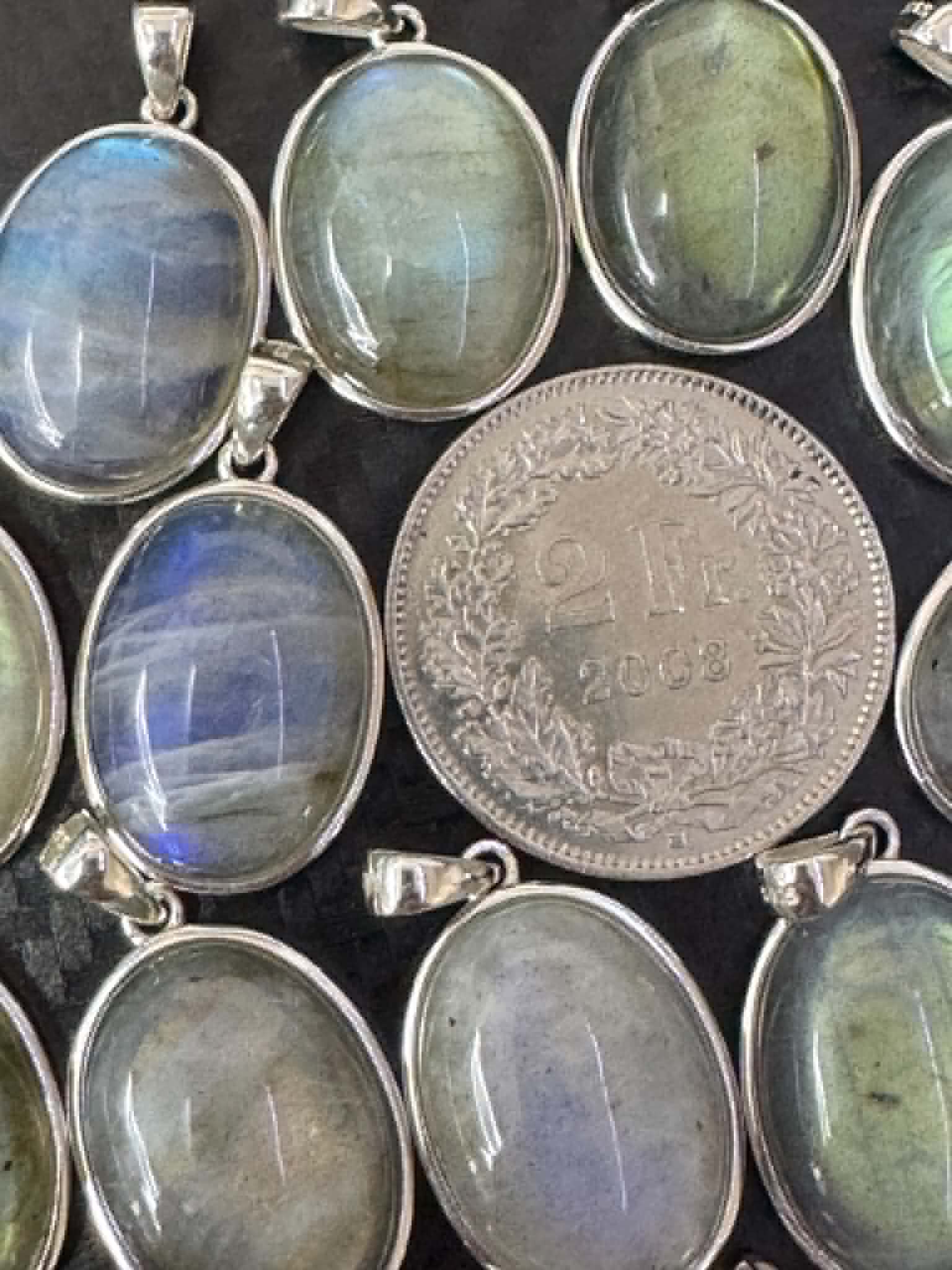 Pendentif en labradorite, argent 925