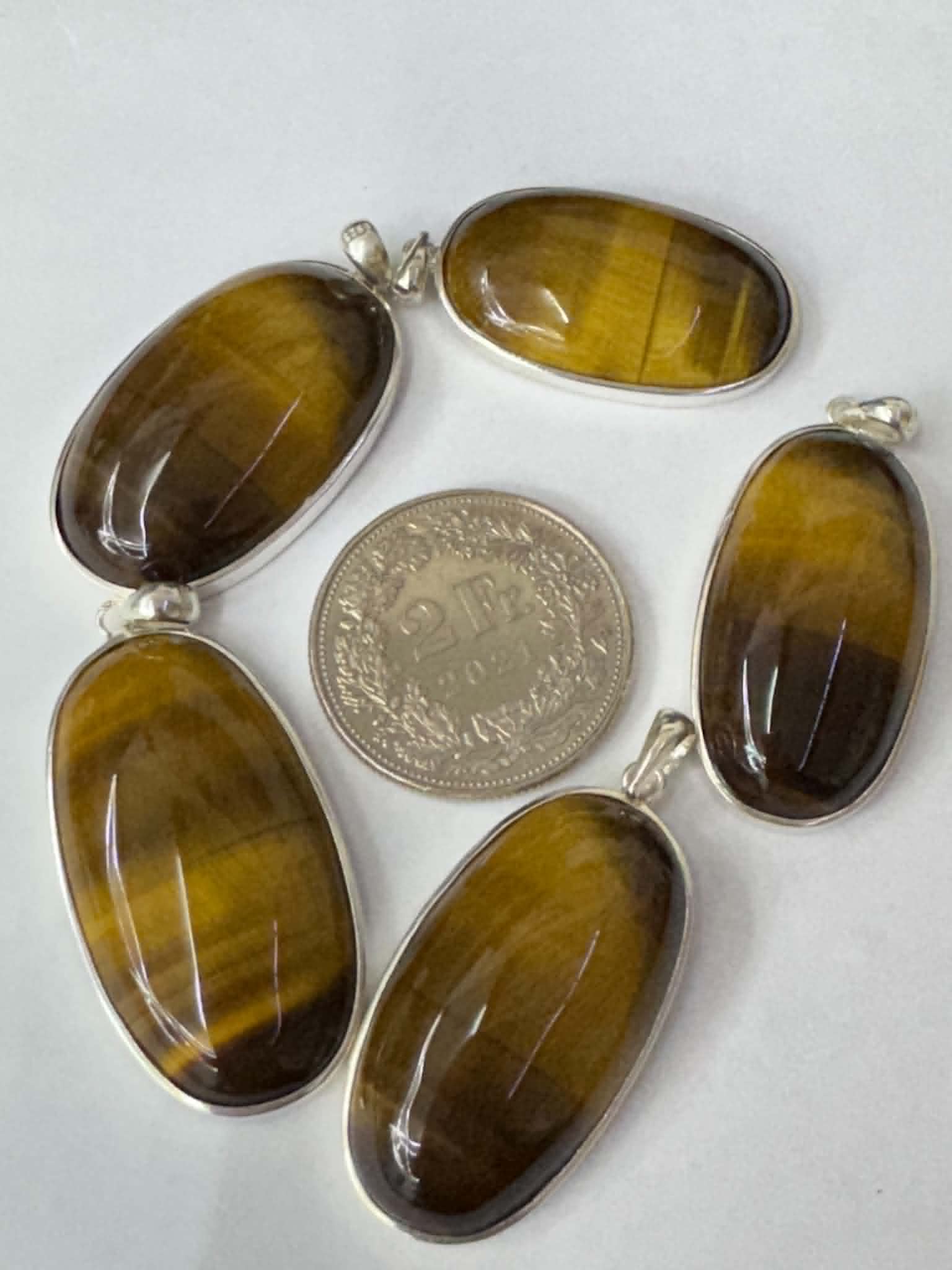 Œil-de-tigre, argent 925, ovale grand format