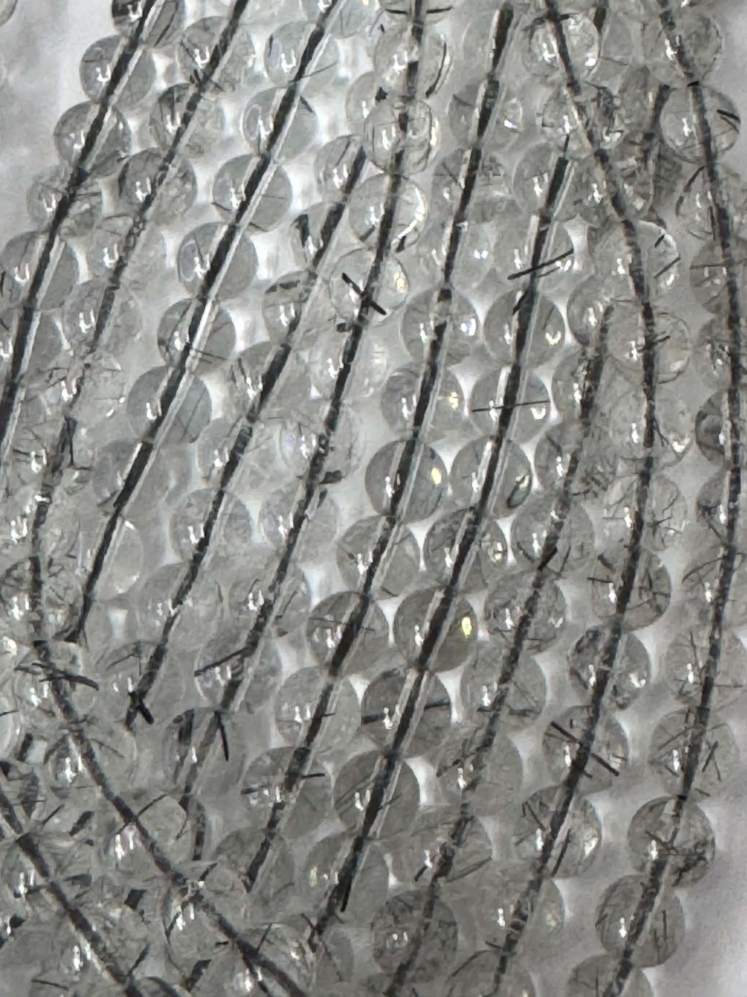 Quartz tourmaliné, perles rondes 6 mm, qualité A.