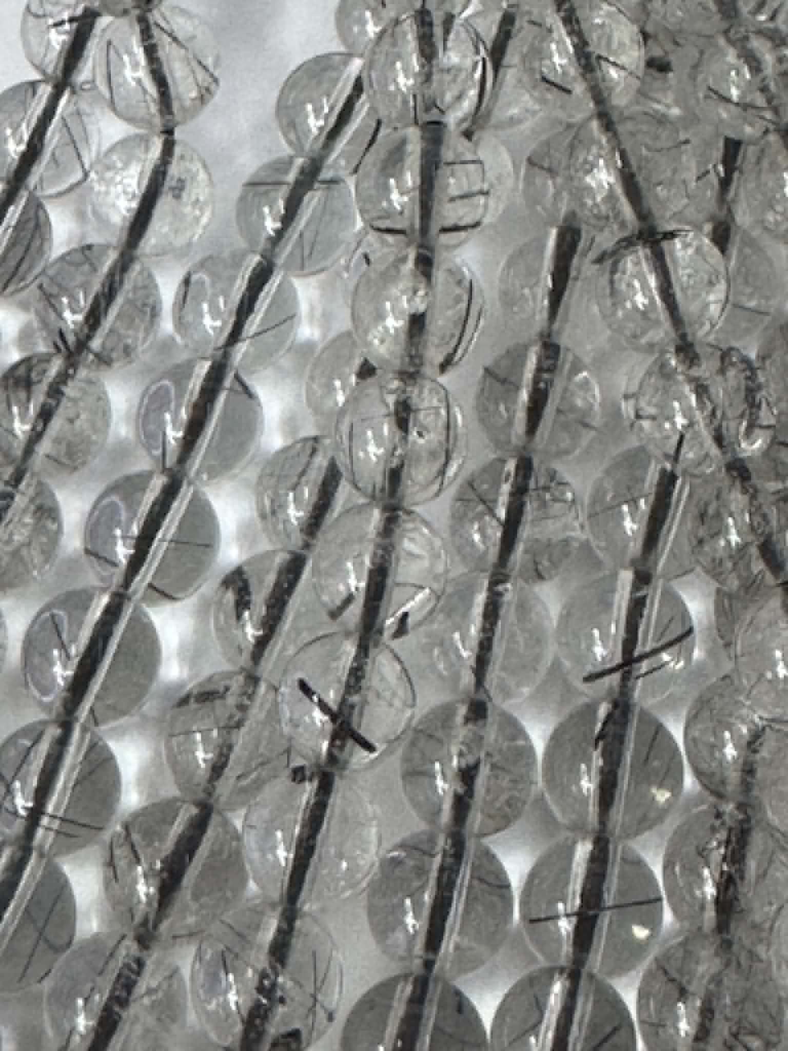 Quartz tourmaliné, perles rondes 6 mm, qualité A.