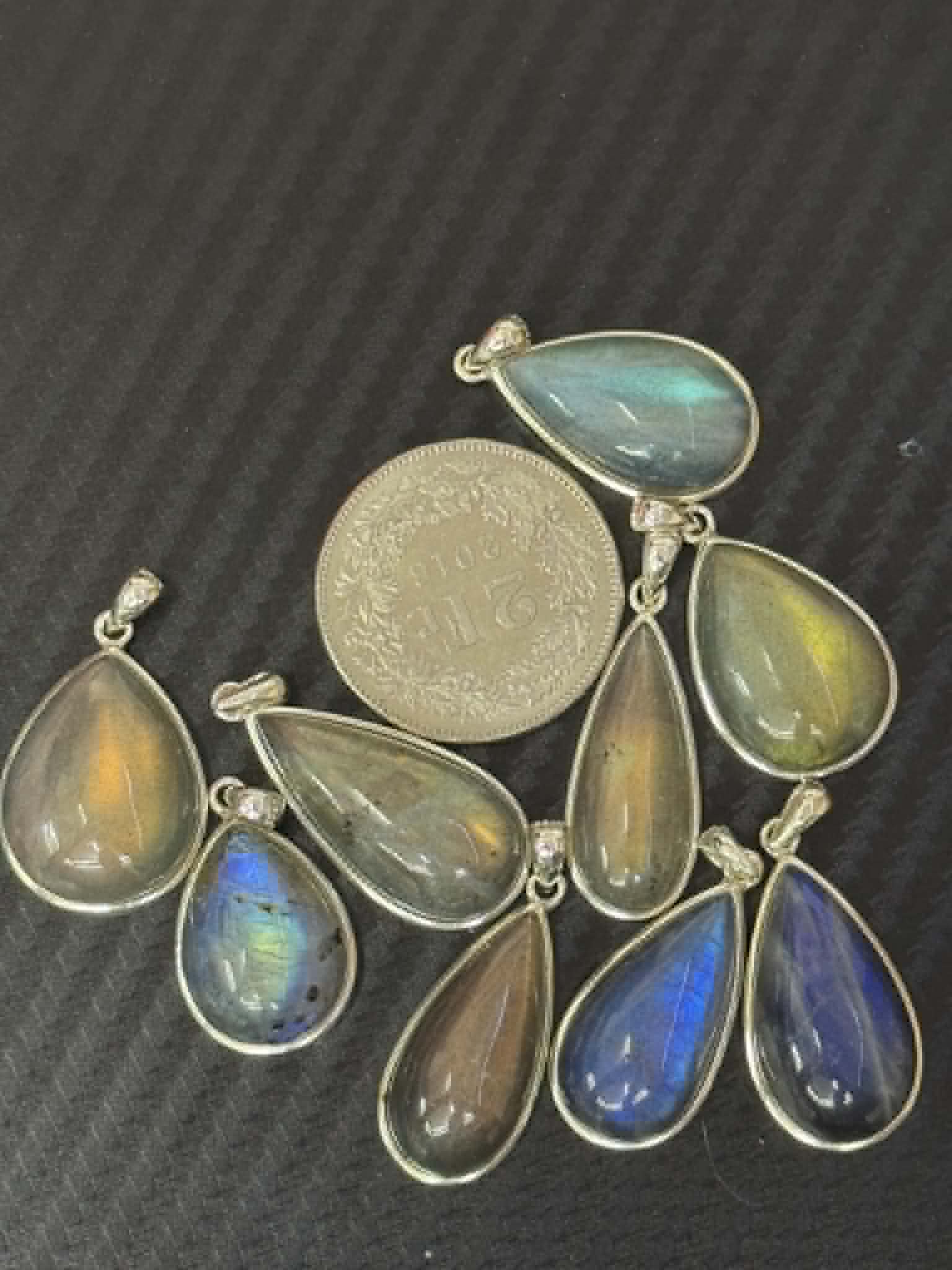 Pendentif moyen en labradorite, argent 925