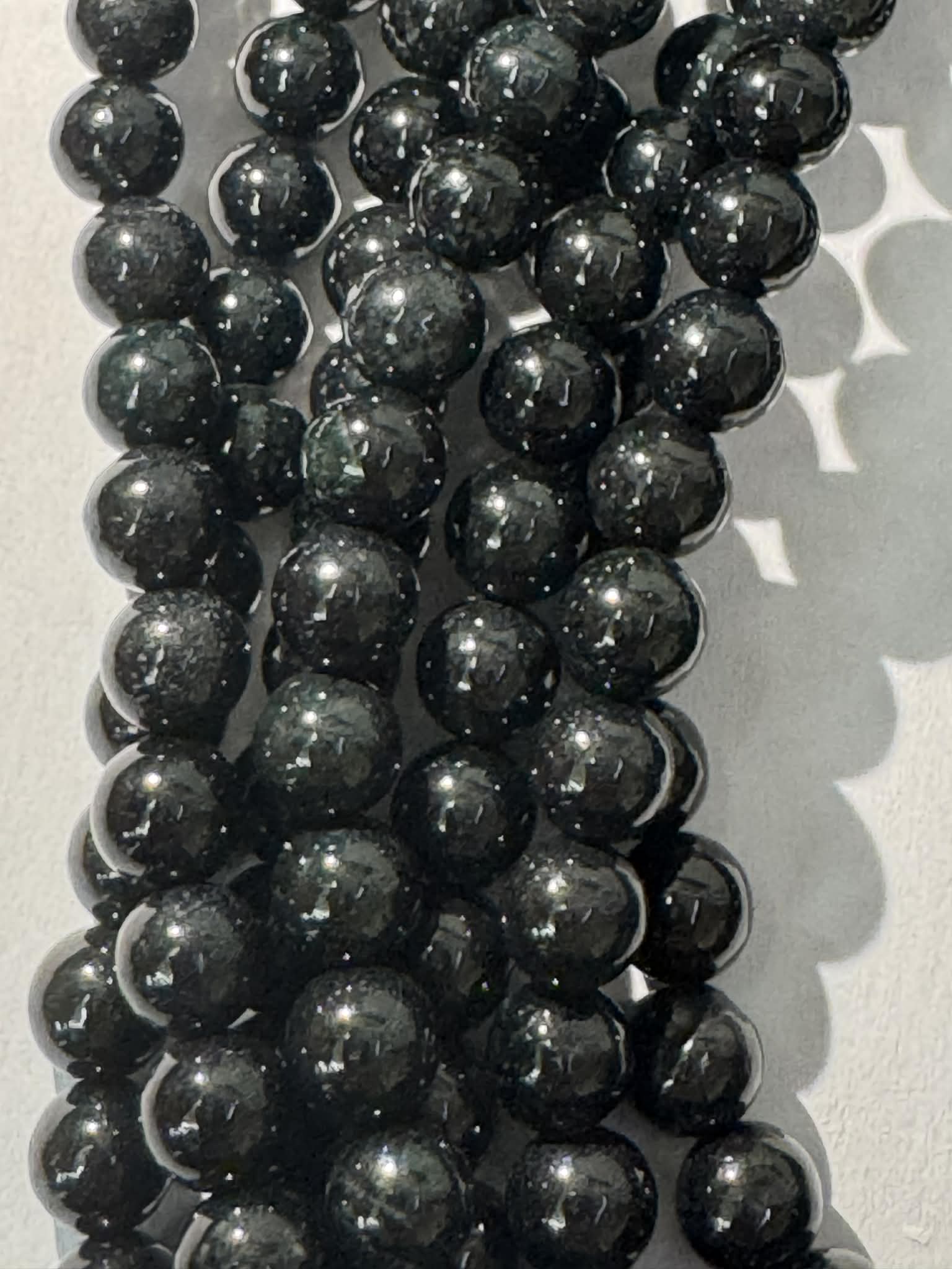 Obsidian schwarz 6mm leicht Regenbogen