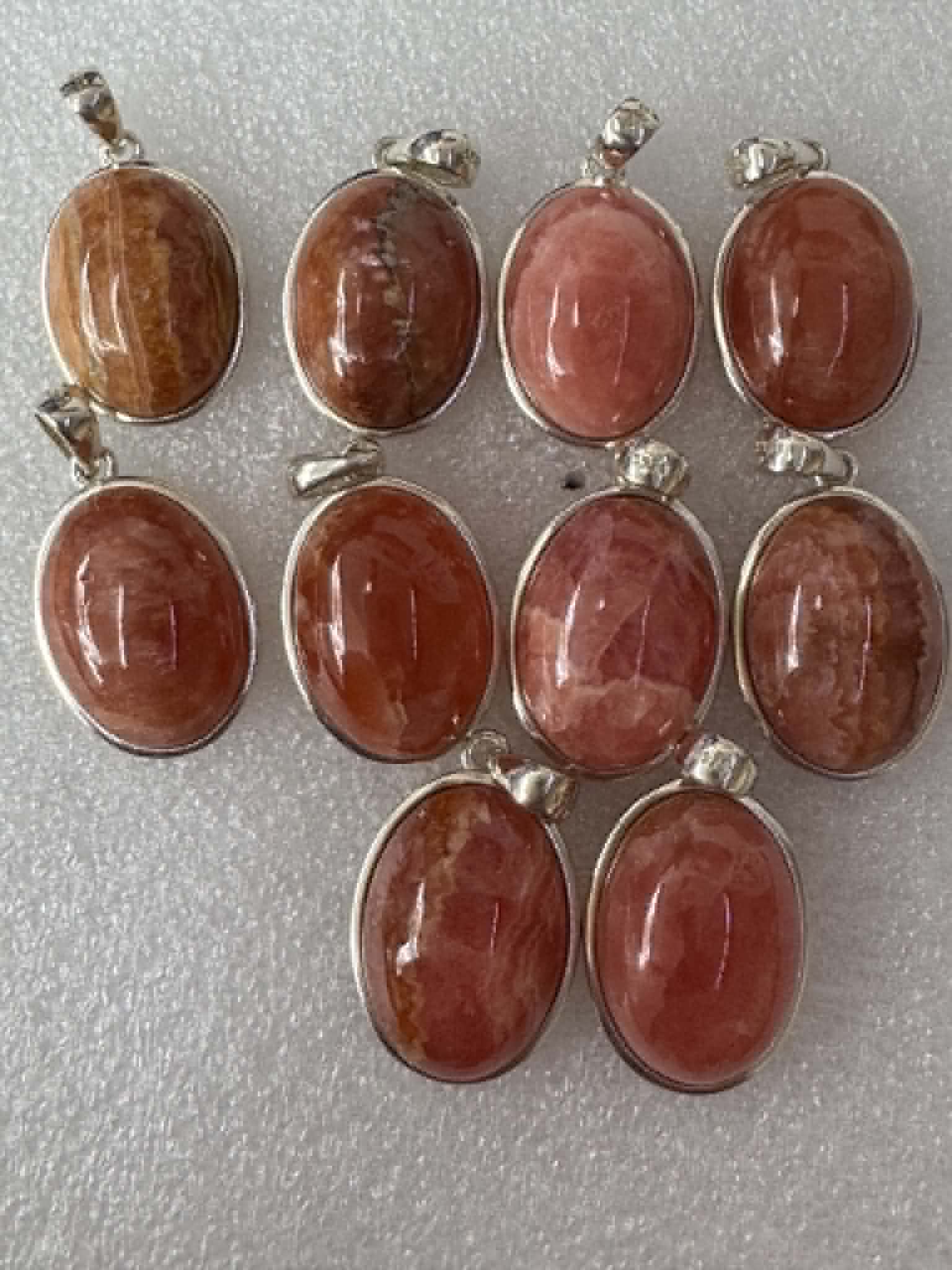 Pendentif en rhodochrosite, argent 925 TOP