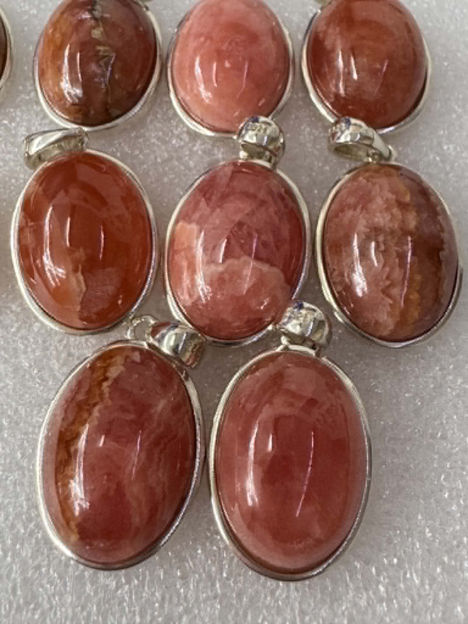 Pendentif en rhodochrosite, argent 925 TOP