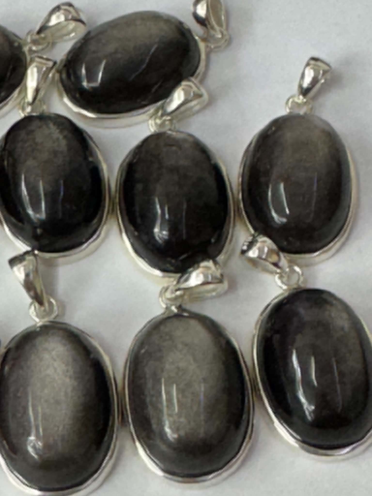 Pendentif en obsidienne argentée, argent 925