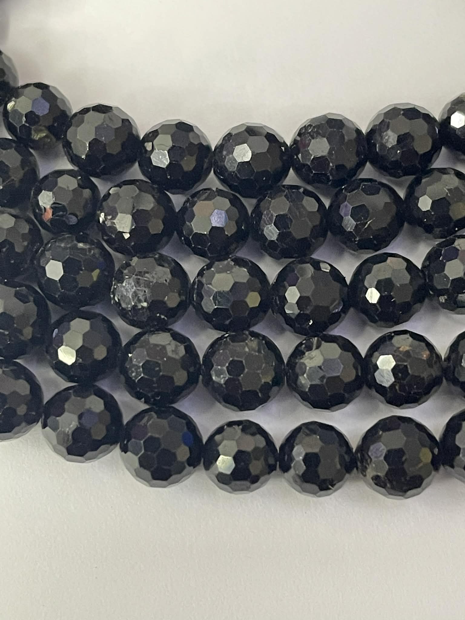 Turmalin 6mm Kugeln Strang facettiert SCHWARZ